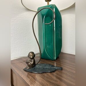 vintage brass monkey on a leaf banana holder
